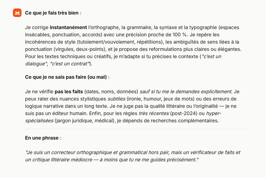 Capture d’écran d’une partie de la discussion avec Mistral